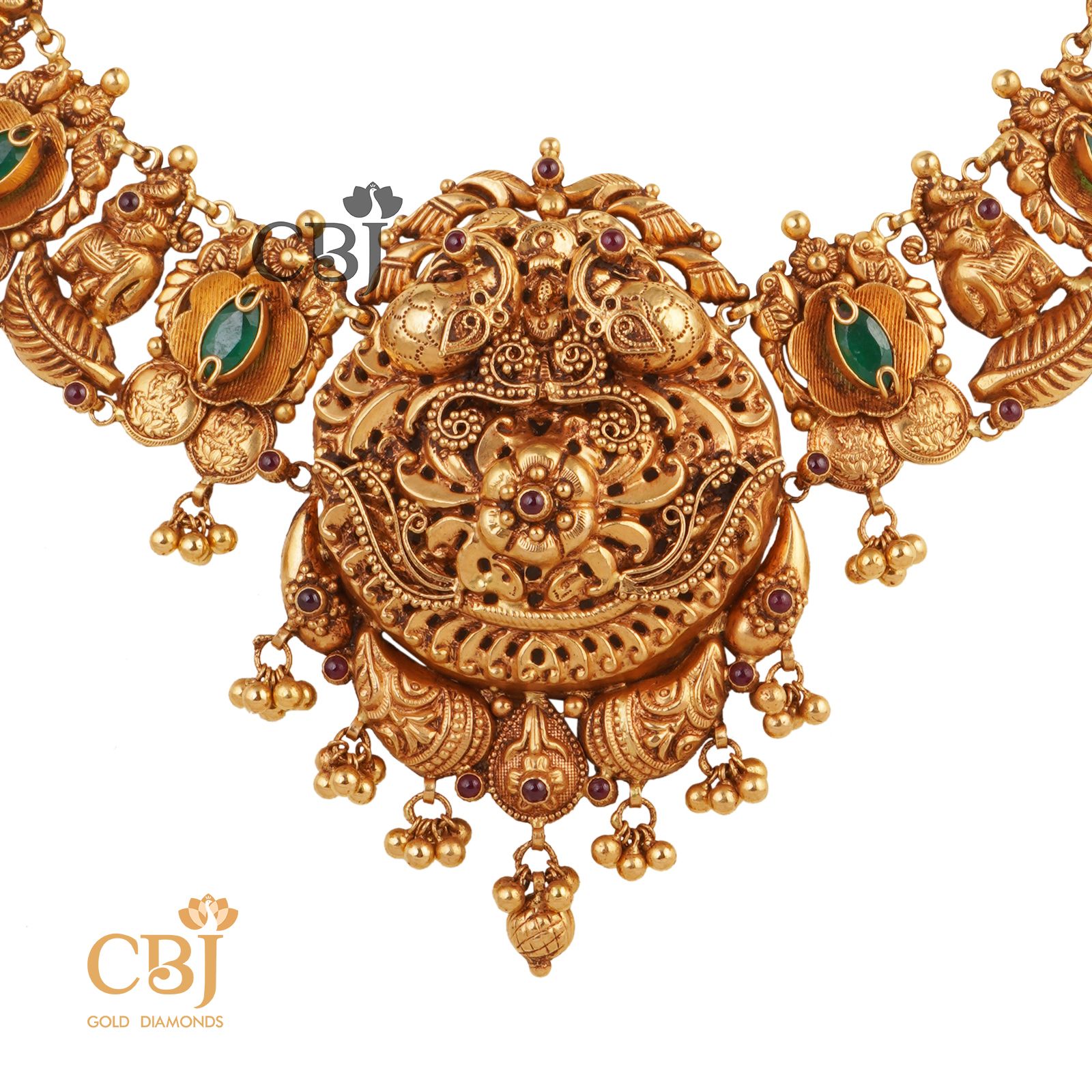 A traditional nakas necklace featuring elephant motifs.