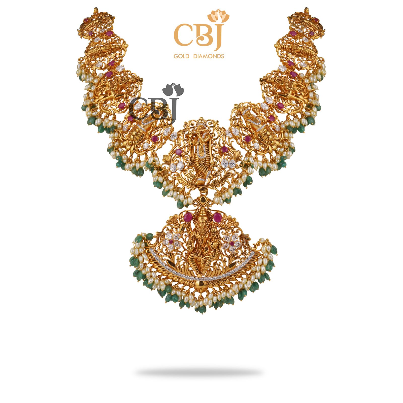 Ten mighty avatars in one necklace enhanced by CZ and emerald stones.