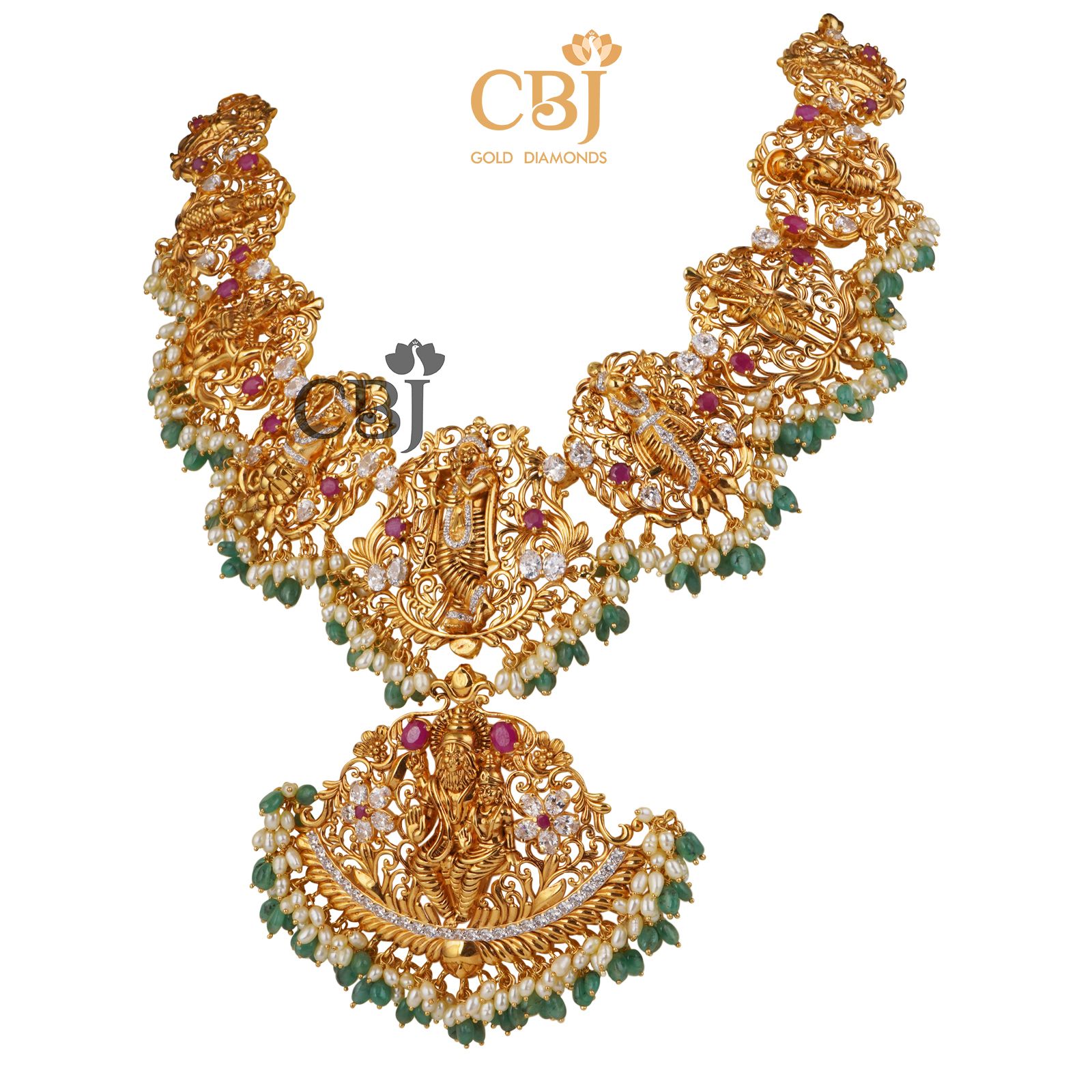 Ten mighty avatars in one necklace enhanced by CZ and emerald stones.