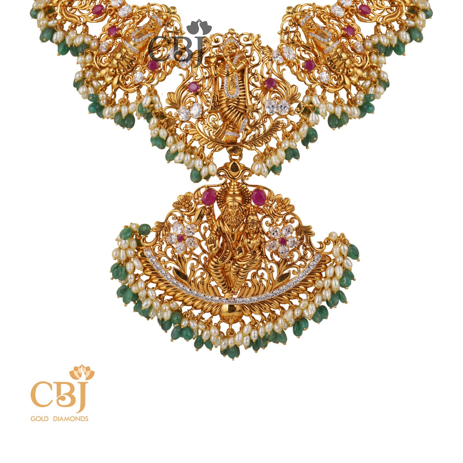 Ten mighty avatars in one necklace enhanced by CZ and emerald stones.