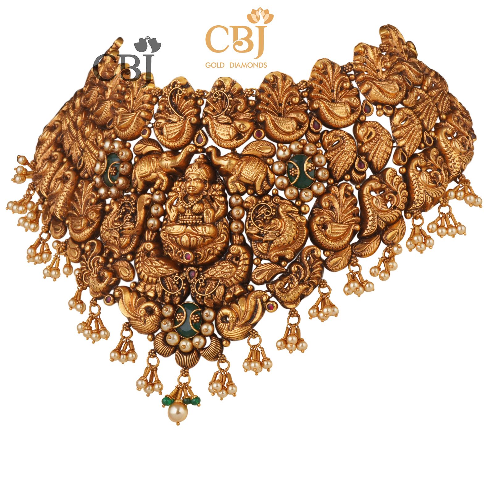 Grandeur at a glance. Nakashi antique choker featuring an elegant bold design with elephant and peacock motifs.