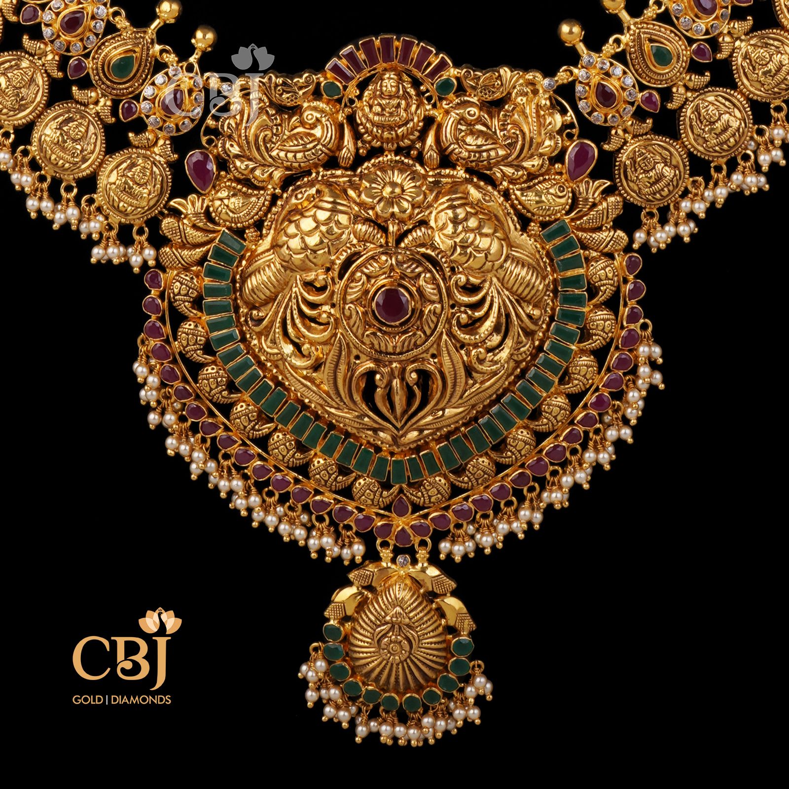 Bridal U-haram rich in design studded with rubies