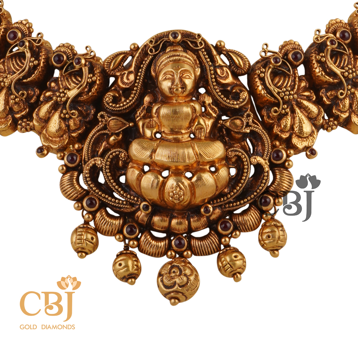 Antique 22k short necklace featuring ruby potas.