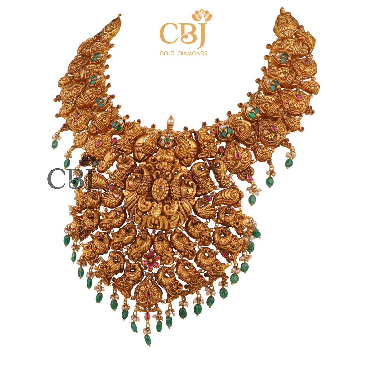 Peacock deep nakas necklace featuring rubies