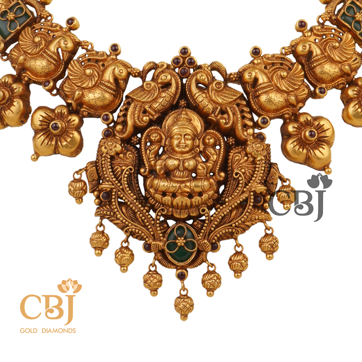Slender antique nakashi short necklace featuring divine motifs.