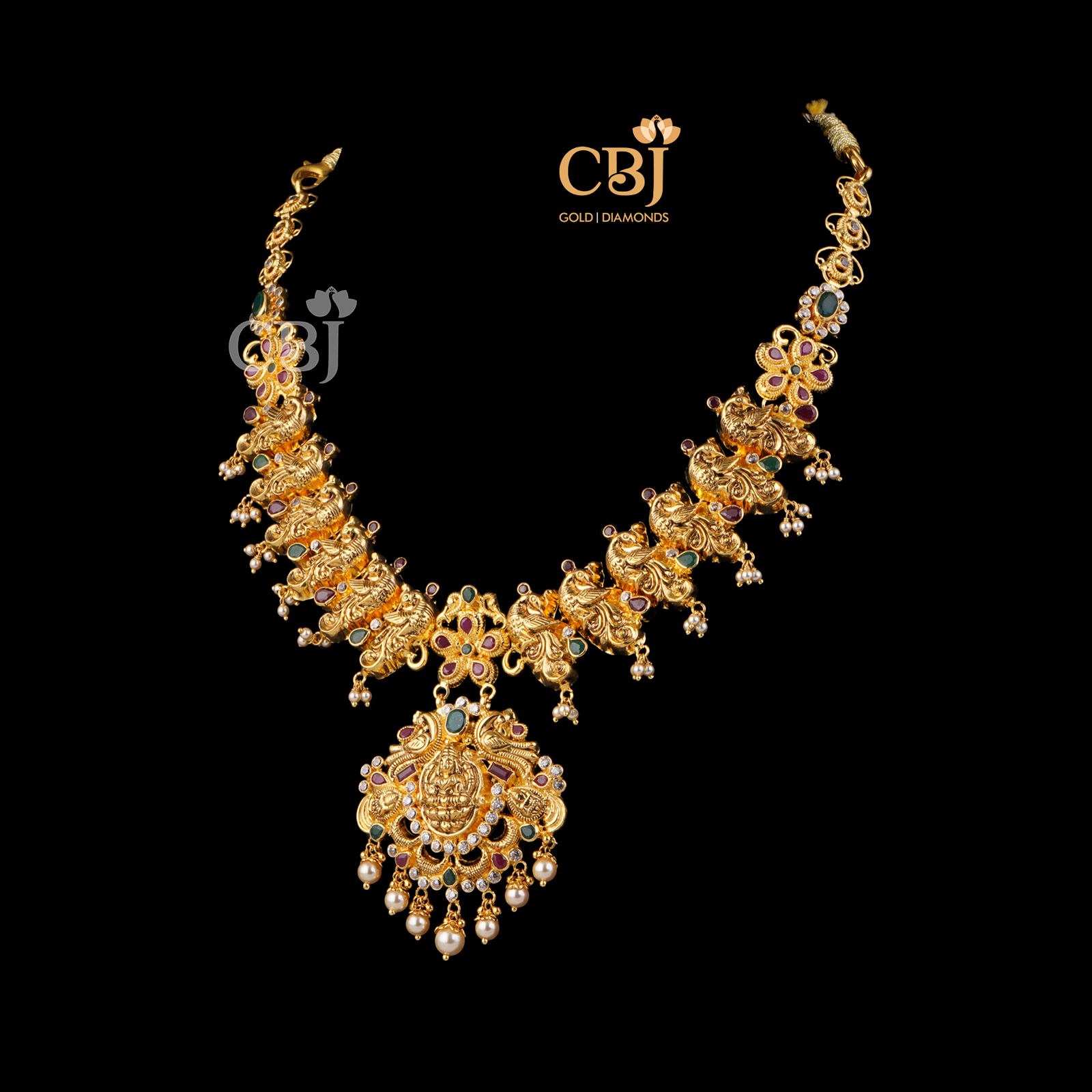 A light weight necklace featuring ruby