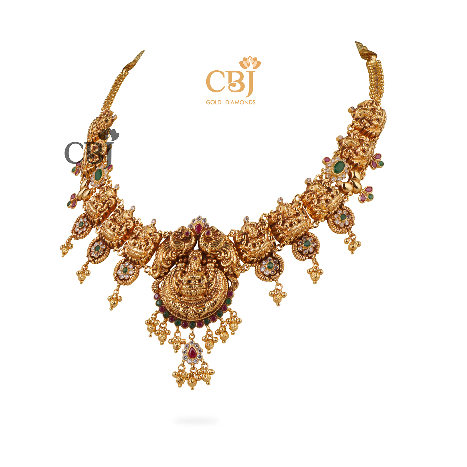 A light weight ruby emerald necklace ideal for traditional occasions.