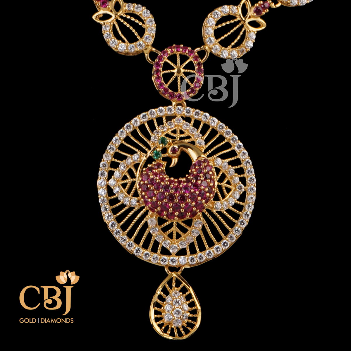 A fashionable necklace featuring CZ stones.