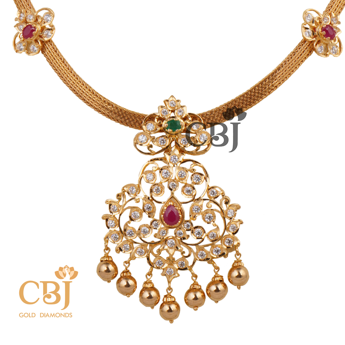 A cz pachi jigni featuring a trendy design studded with pearls.