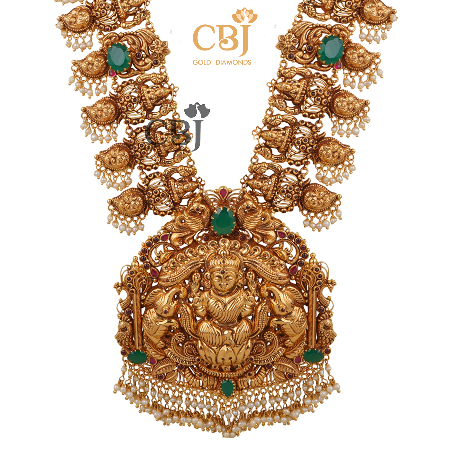 A divine mango haram studded with emeralds and micro-pearls.
