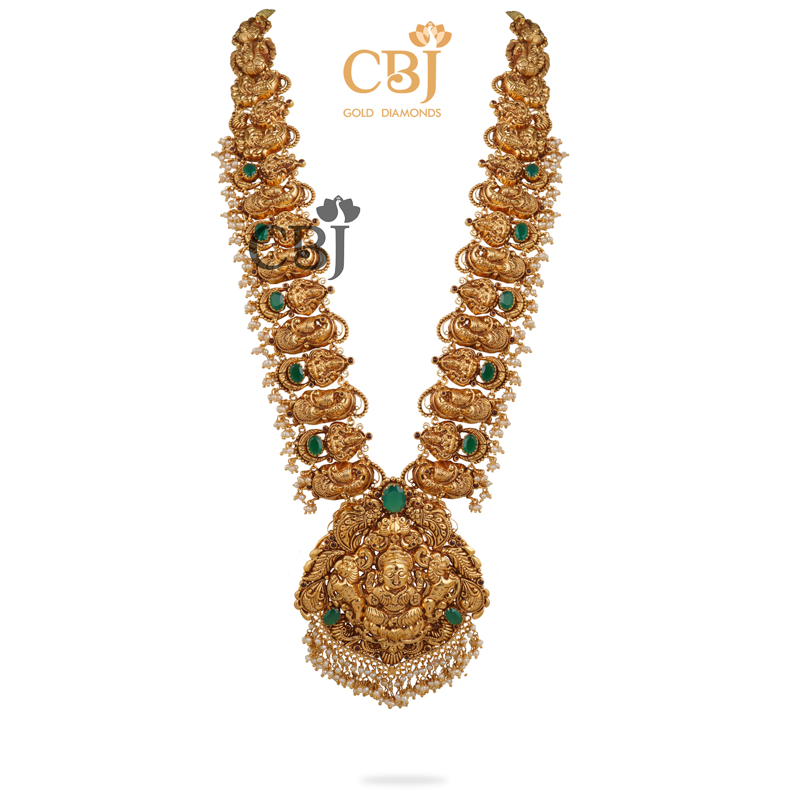 A divine light weight nakashi haram featuring emeralds and micro-pearls.