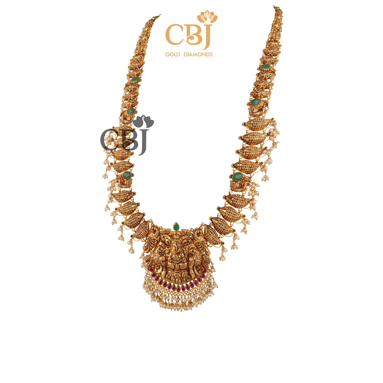 Light weight nakashi U-haram with hanging micro-pearls.