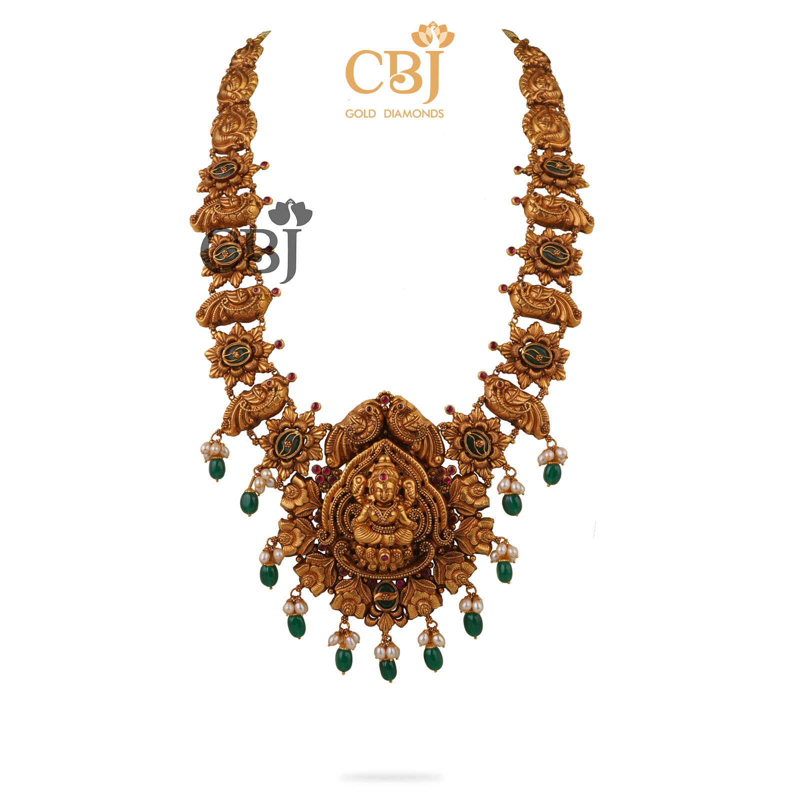 Stunning deep nakas haram featuring emerald stones.