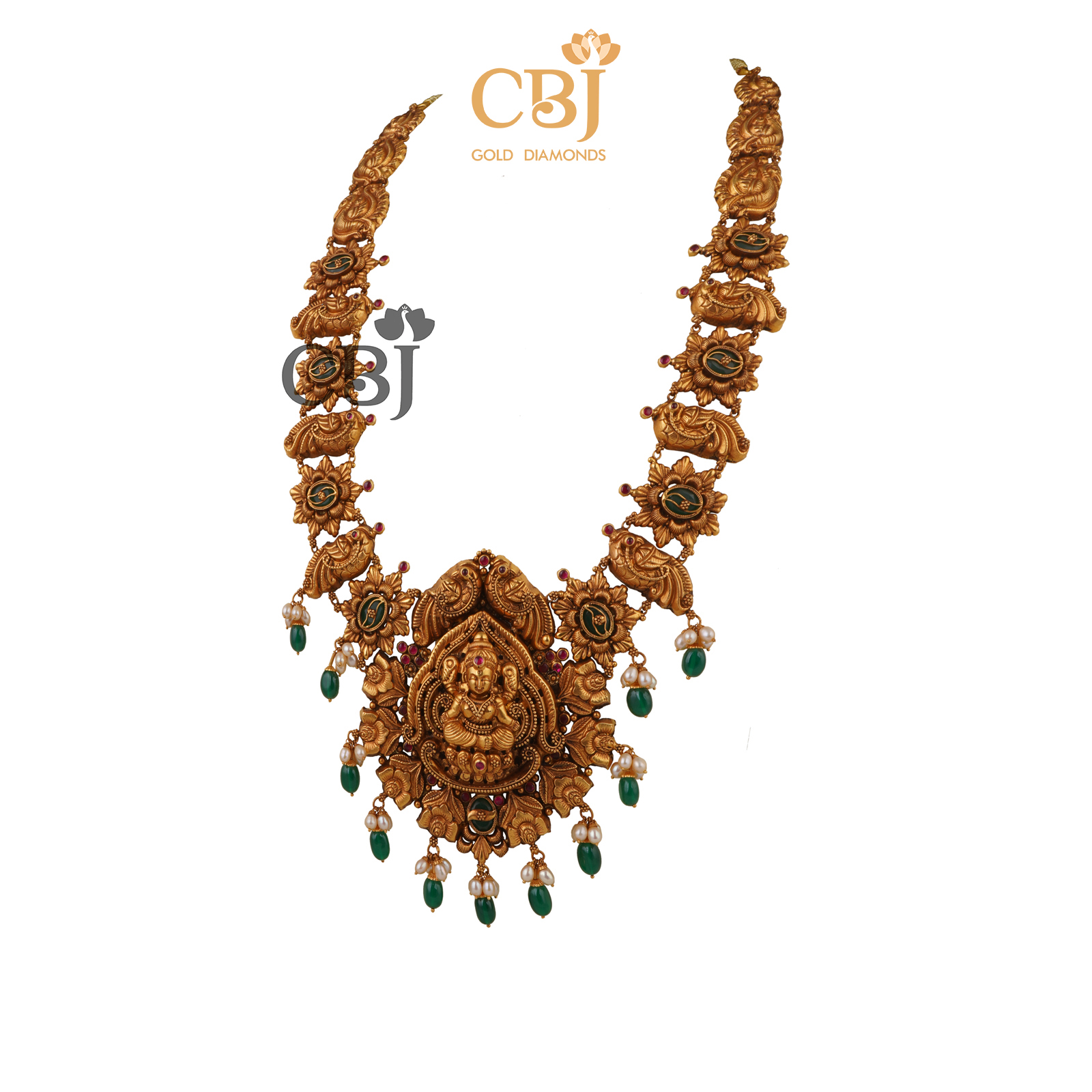 Stunning deep nakas haram featuring emerald stones.
