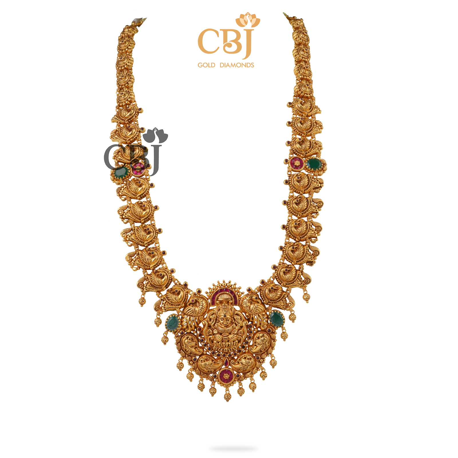 An elegant nakashi U-haram featuring emerald stones.