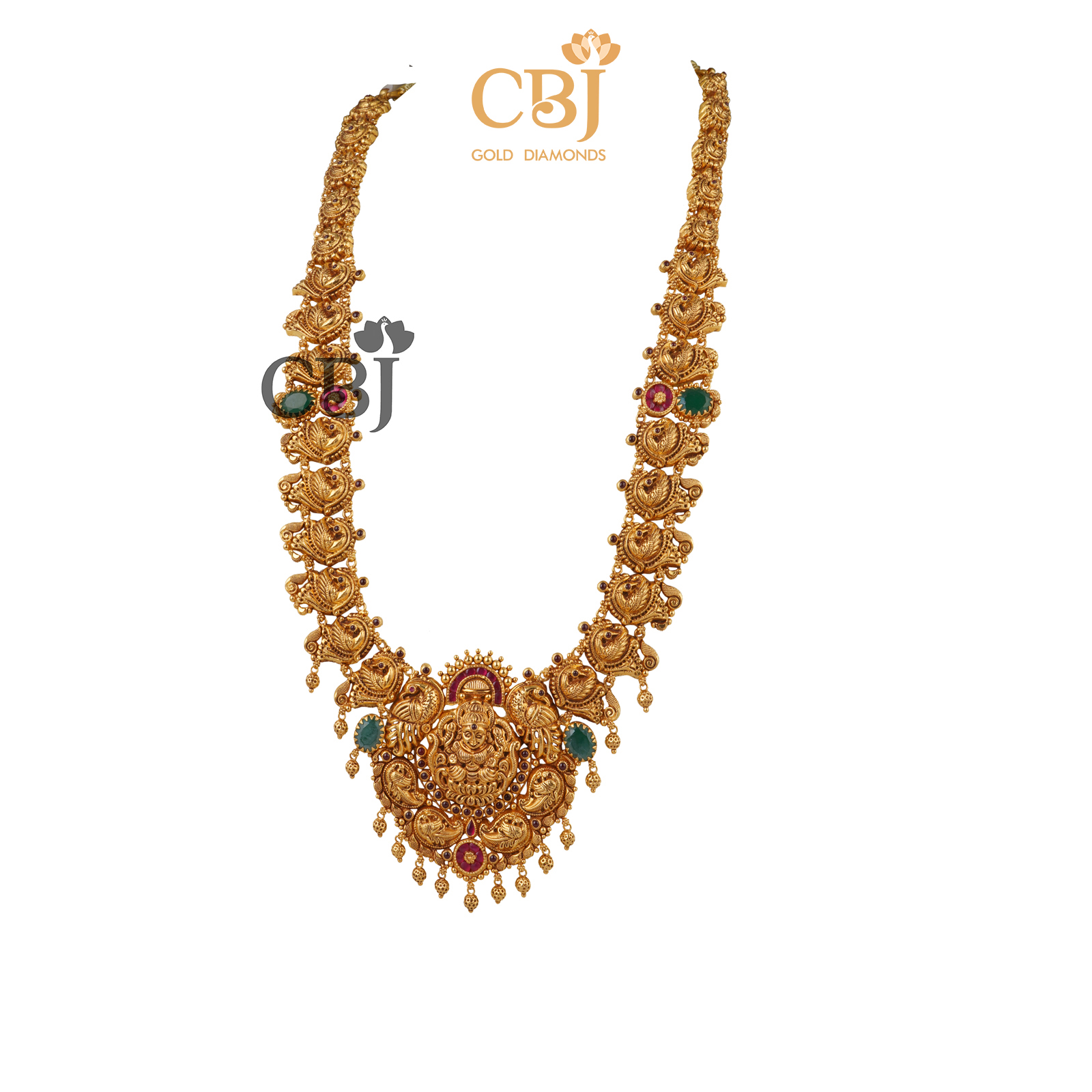 An elegant nakashi U-haram featuring emerald stones.