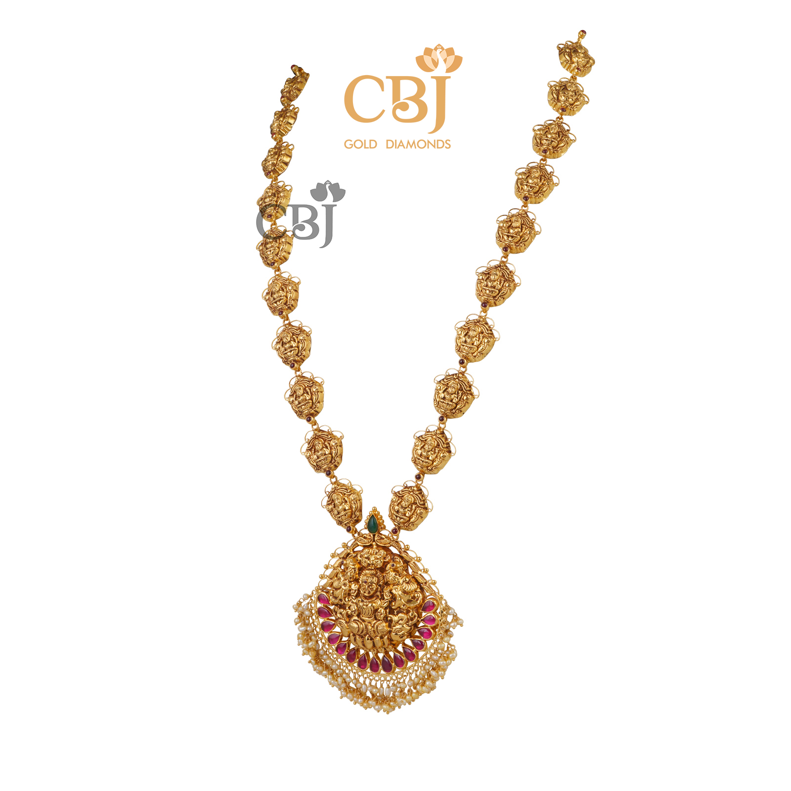 A light weight nakashi haram featuring rubies and micro-pearls.