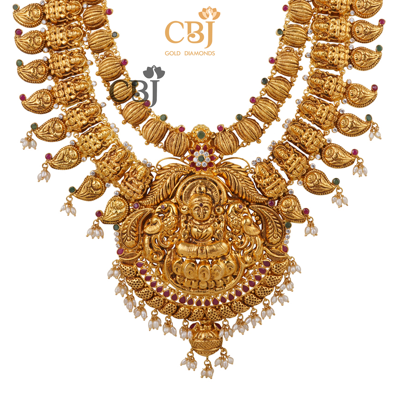 A light weight mango haram featuring a 2 step design with rubies and micro-pearls.