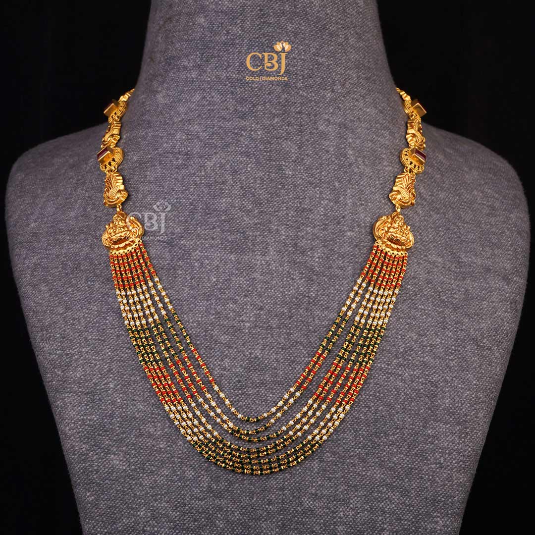 Tri-Colour Ball Chain: A Striking Fusion of Emeralds, Beads, and CZ Stones