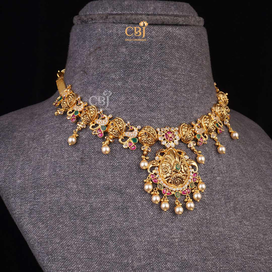 Enchanting Fusion: CZ Short Necklace combining Rubies