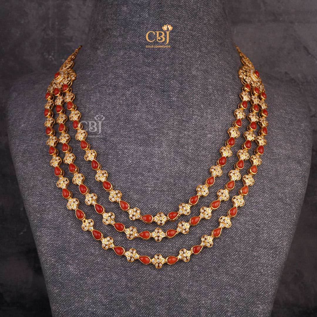 Coral Charisma: Embrace Your Bold Side with a 3-Step CZ Necklace