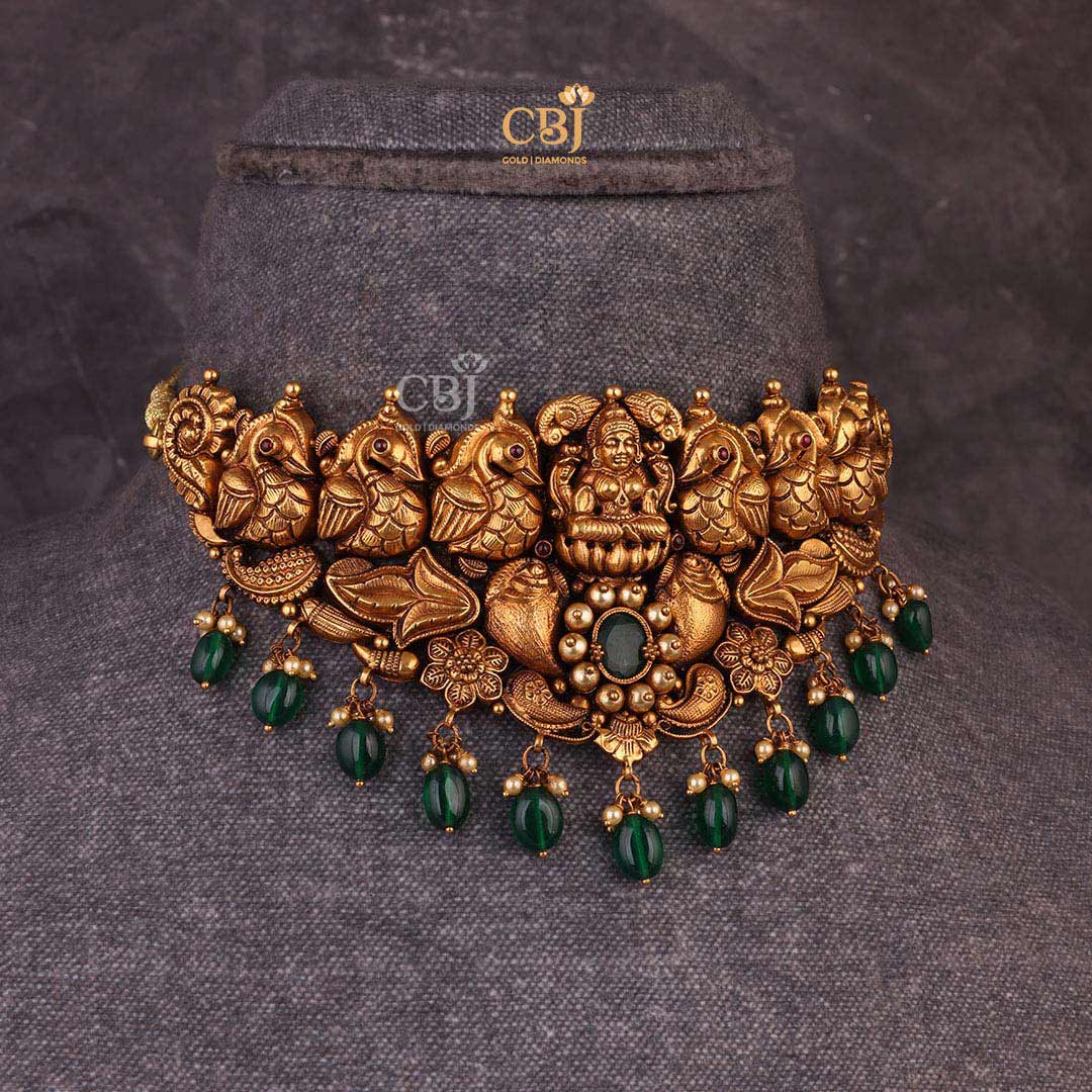 Lakshmi Choker with swan motifs decorated with rubies