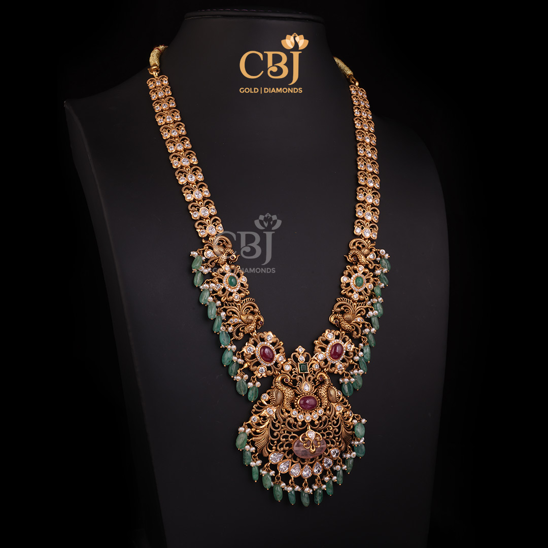 A dazzling CZ Pachi long haram decorated with stones like rubies
