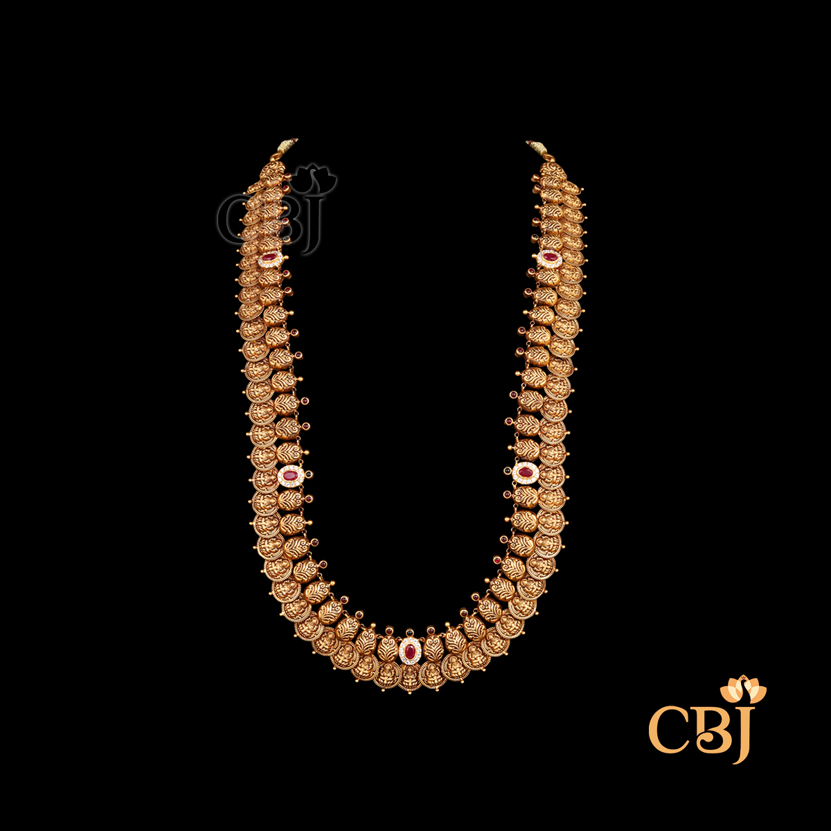 22K gold Nakshi Royal Heritage haram long necklace with royal motifs, traditional design, 40.23g weight