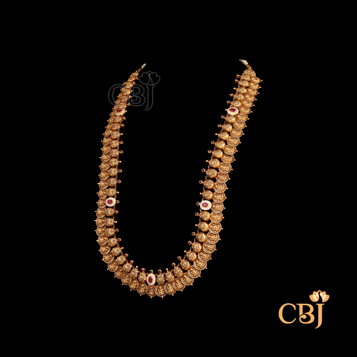 22K gold Nakshi Royal Heritage haram long necklace with royal motifs