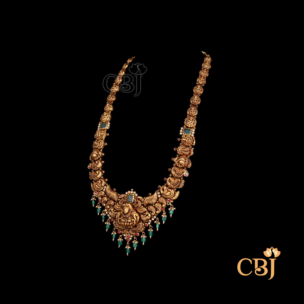 22K gold Nakashi Temple Haram antique long necklace with sacred motifs