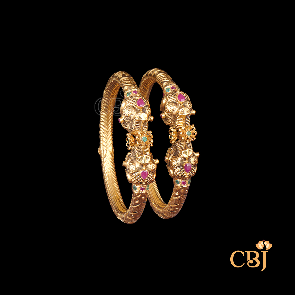 22K gold Nakshi Elegance Bangles 15 with temple-inspired handwork