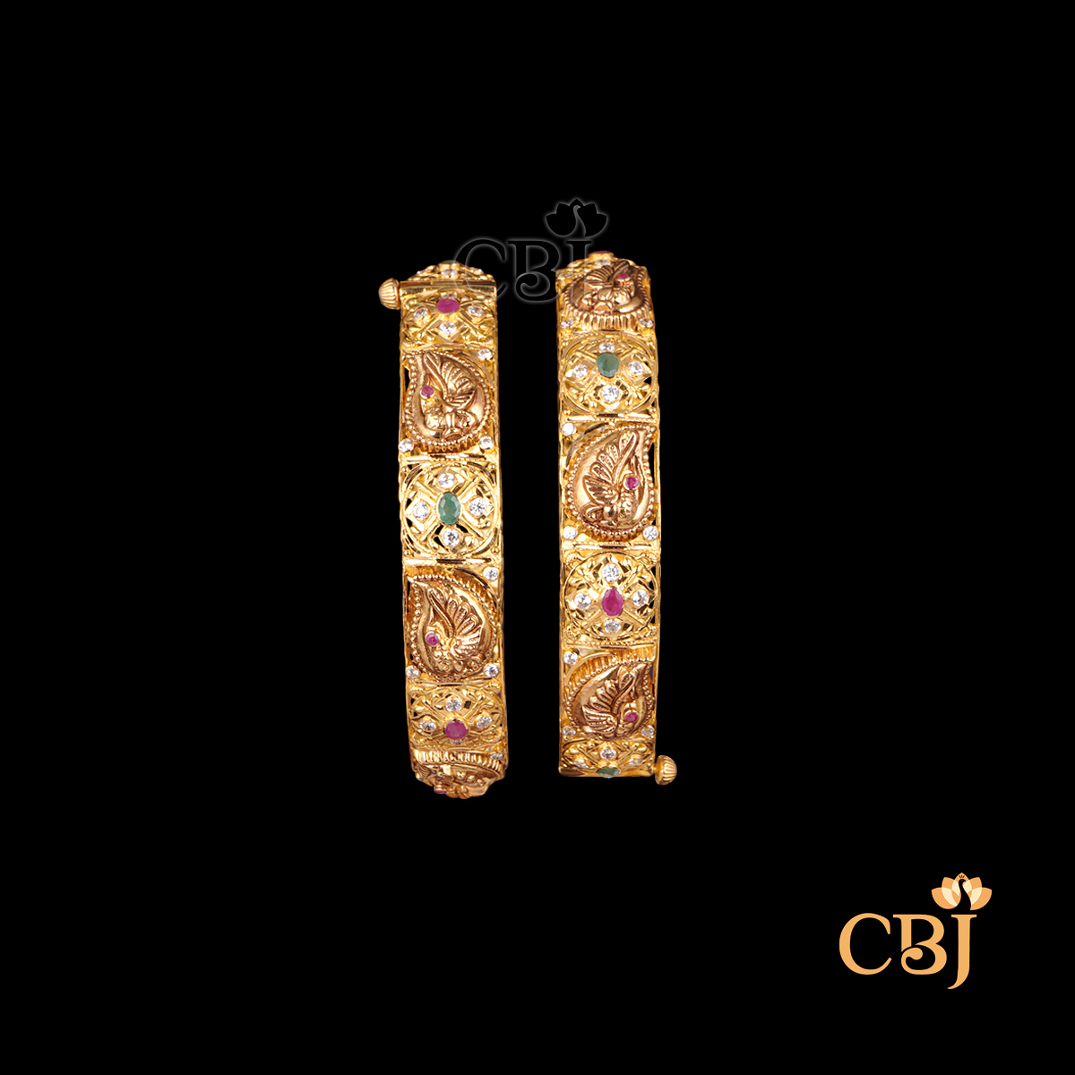 22K gold Nakshi Elegance Bangles 16 with temple-inspired handwork