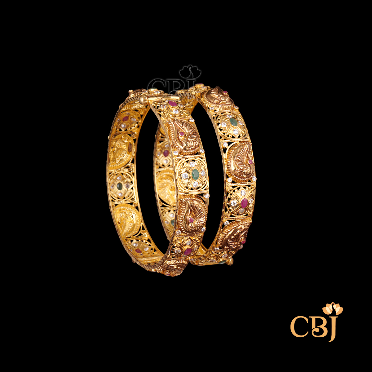 22K gold Nakshi Elegance Bangles 16 with temple-inspired handwork