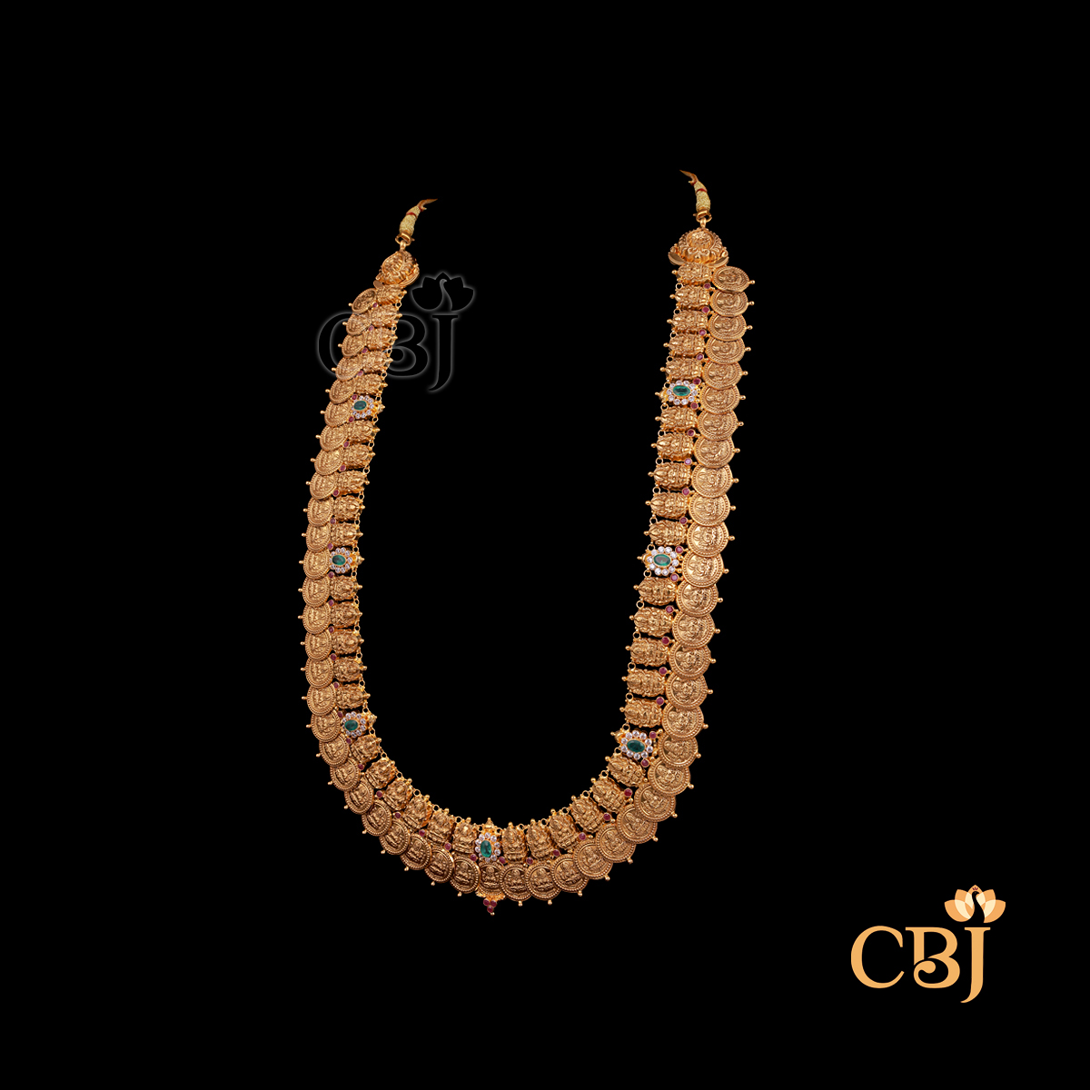 52 grams lightweight Kasumala gold necklace with detailed coin motifs and traditional pattern design.