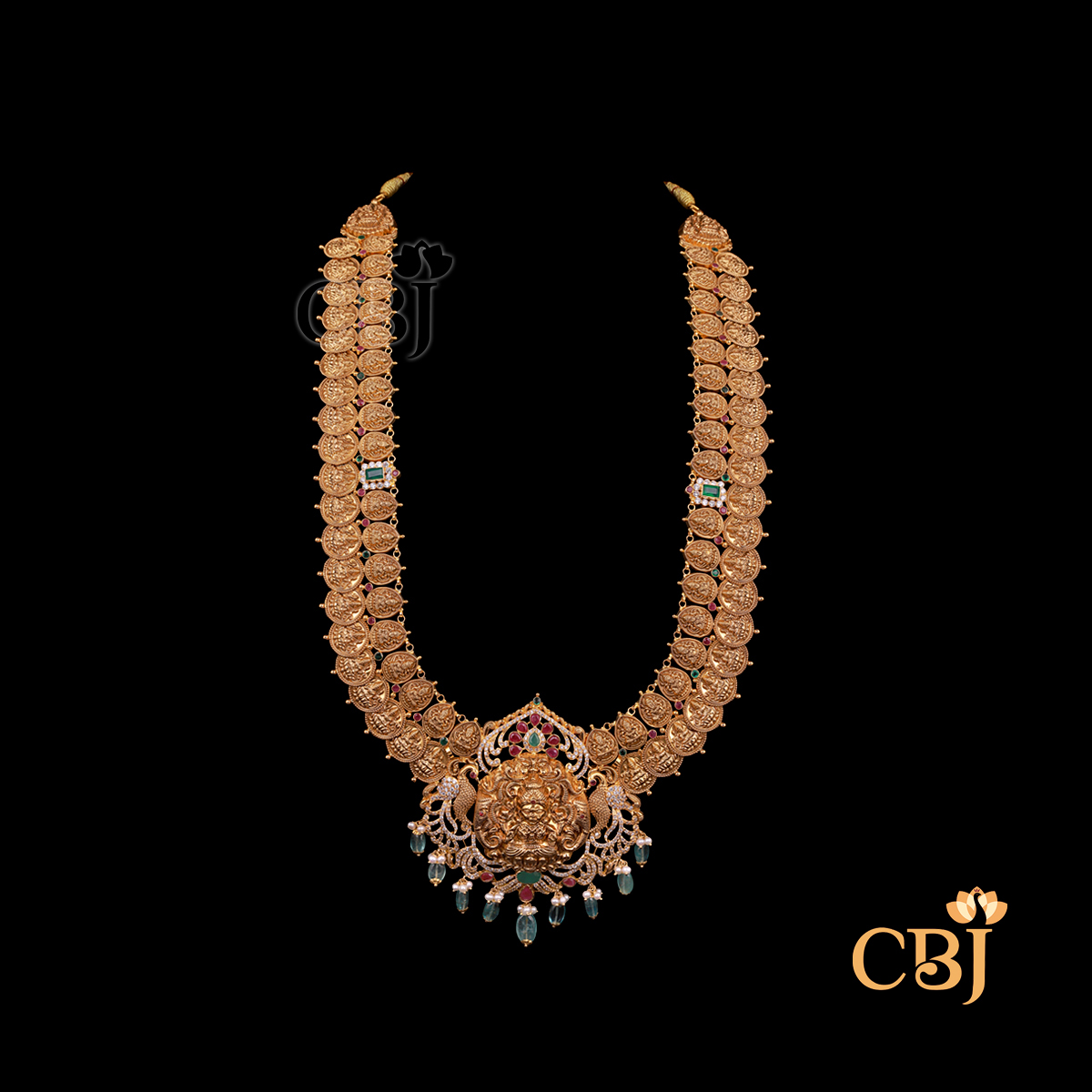 60 grams lightweight Kasumala gold necklace with coin detailing and traditional pattern arrangement.