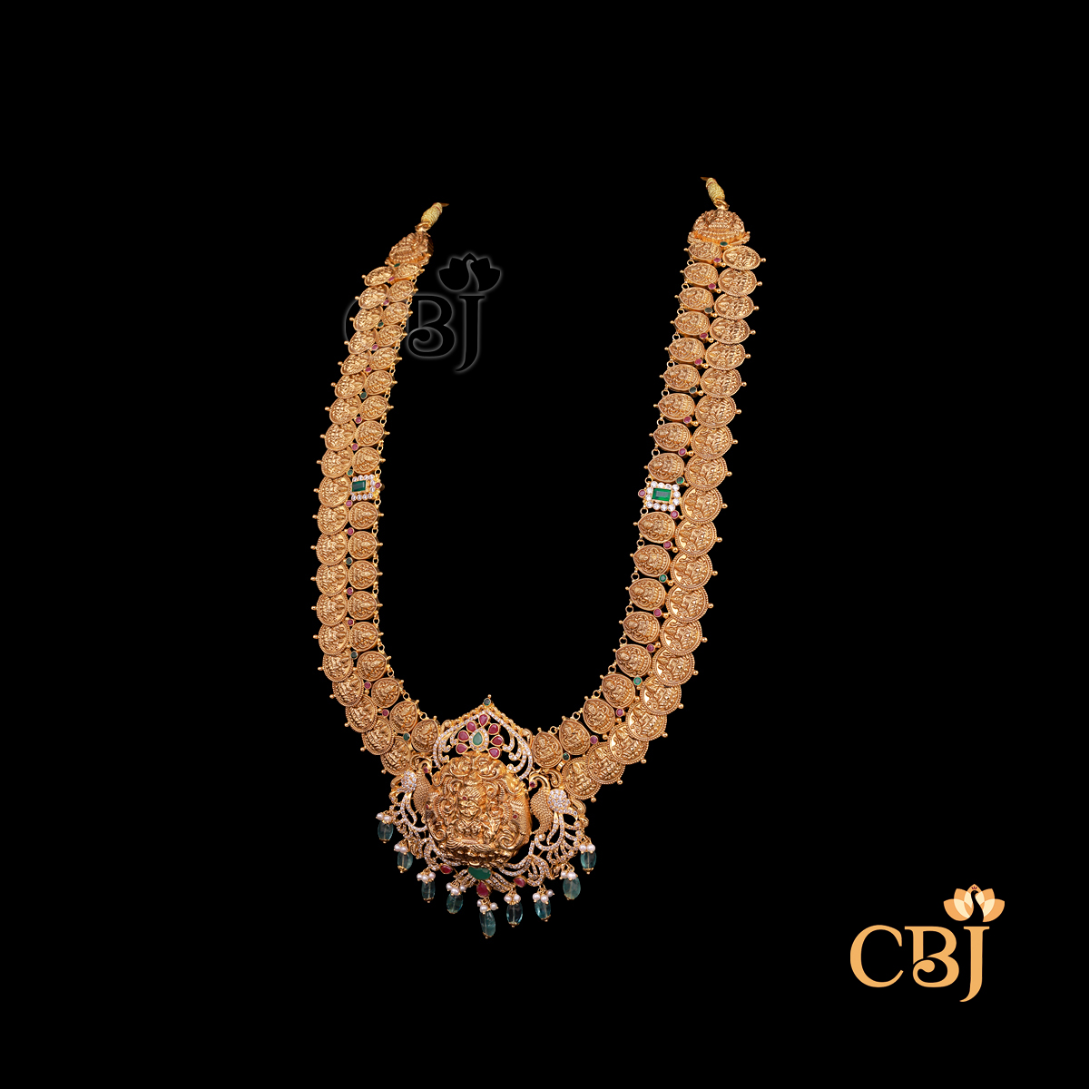 60 grams lightweight Kasumala gold necklace with coin detailing and traditional pattern arrangement.