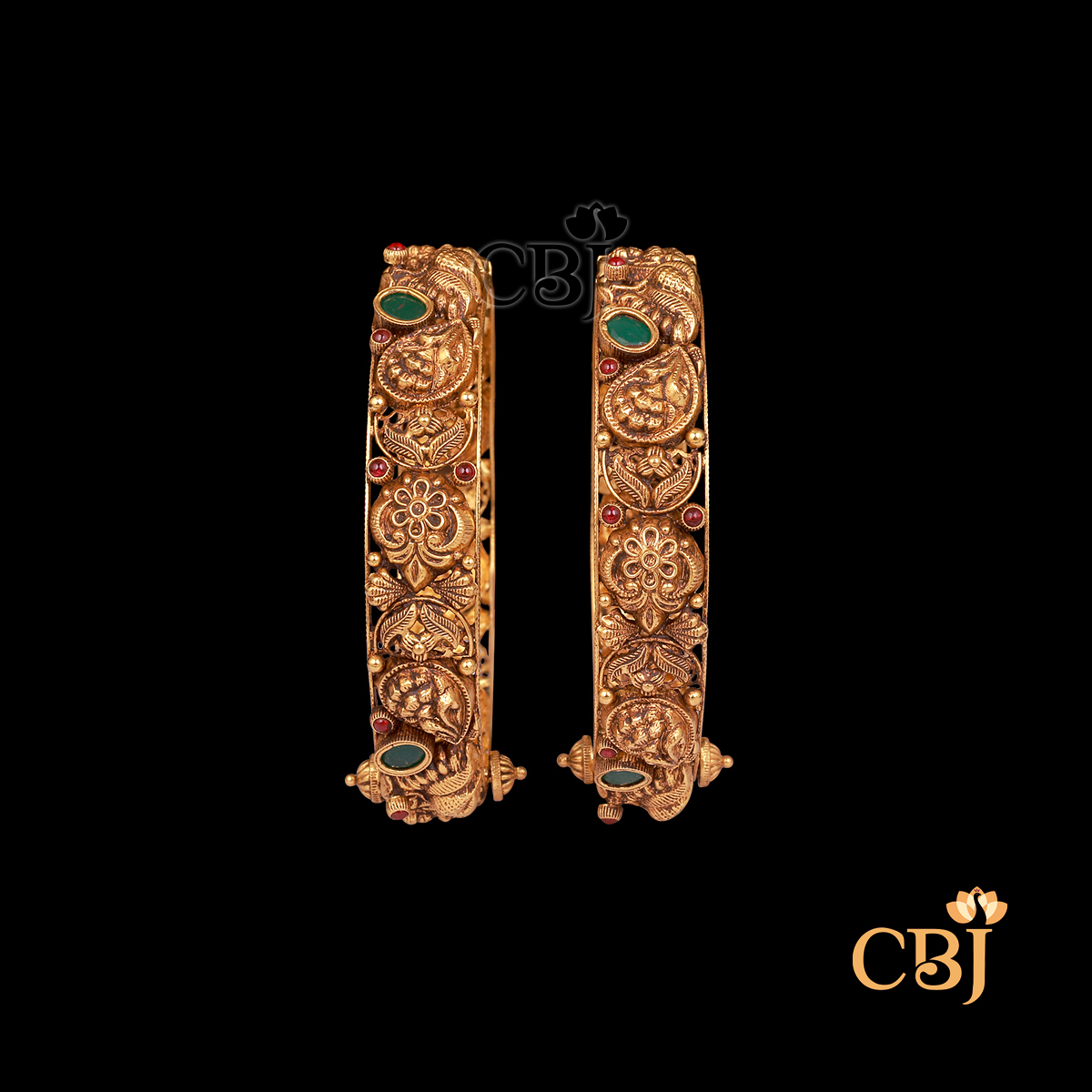 37 grams antique gold bangles with intricate traditional detailing and a deep antique gold finish.