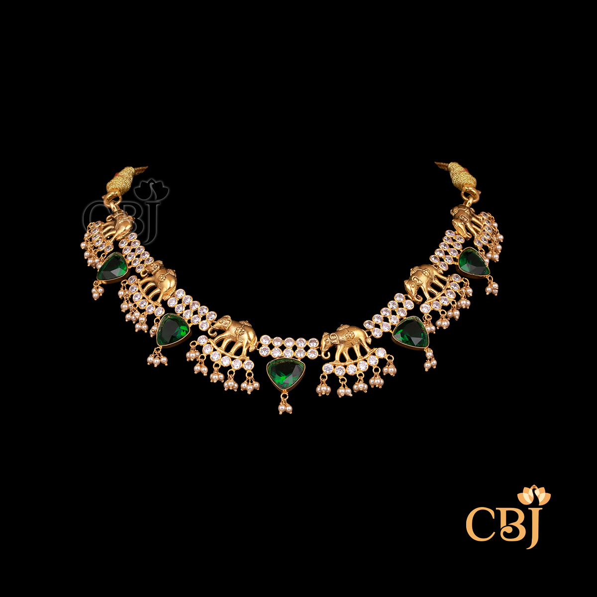 Front view of CBJ' s 20 grams Ultra-light weight Elephant Short Necklace Design