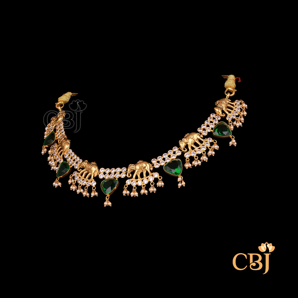 Side view of CBJ' s 20 grams Ultra-light weight Elephant Short Necklace Design