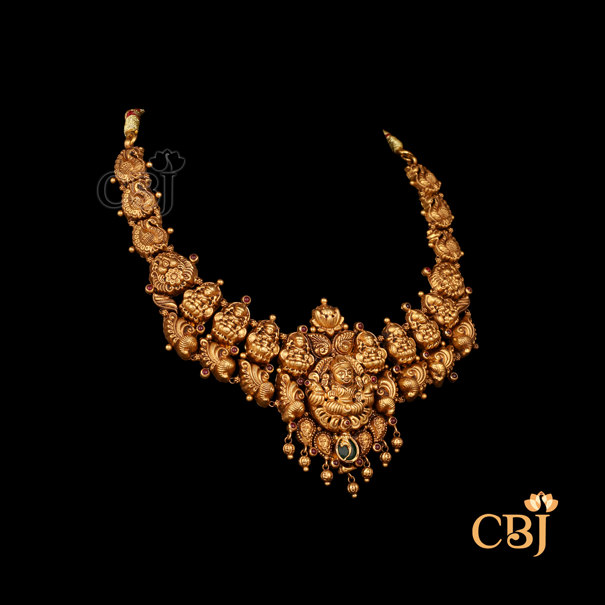 Side view of CBJ's 22 gram Antique Bridal Lightweight Necklace Design