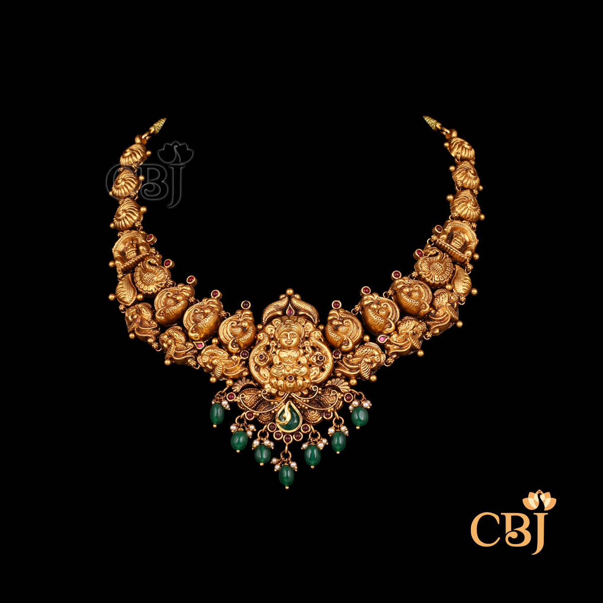 Front view of CBJ's 22 gram Antique Bridal Lightweight Necklace Design