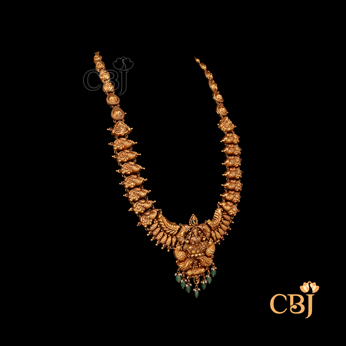 Side view of CBJ's 44 grams of Antique lightweight long Haram Necklace