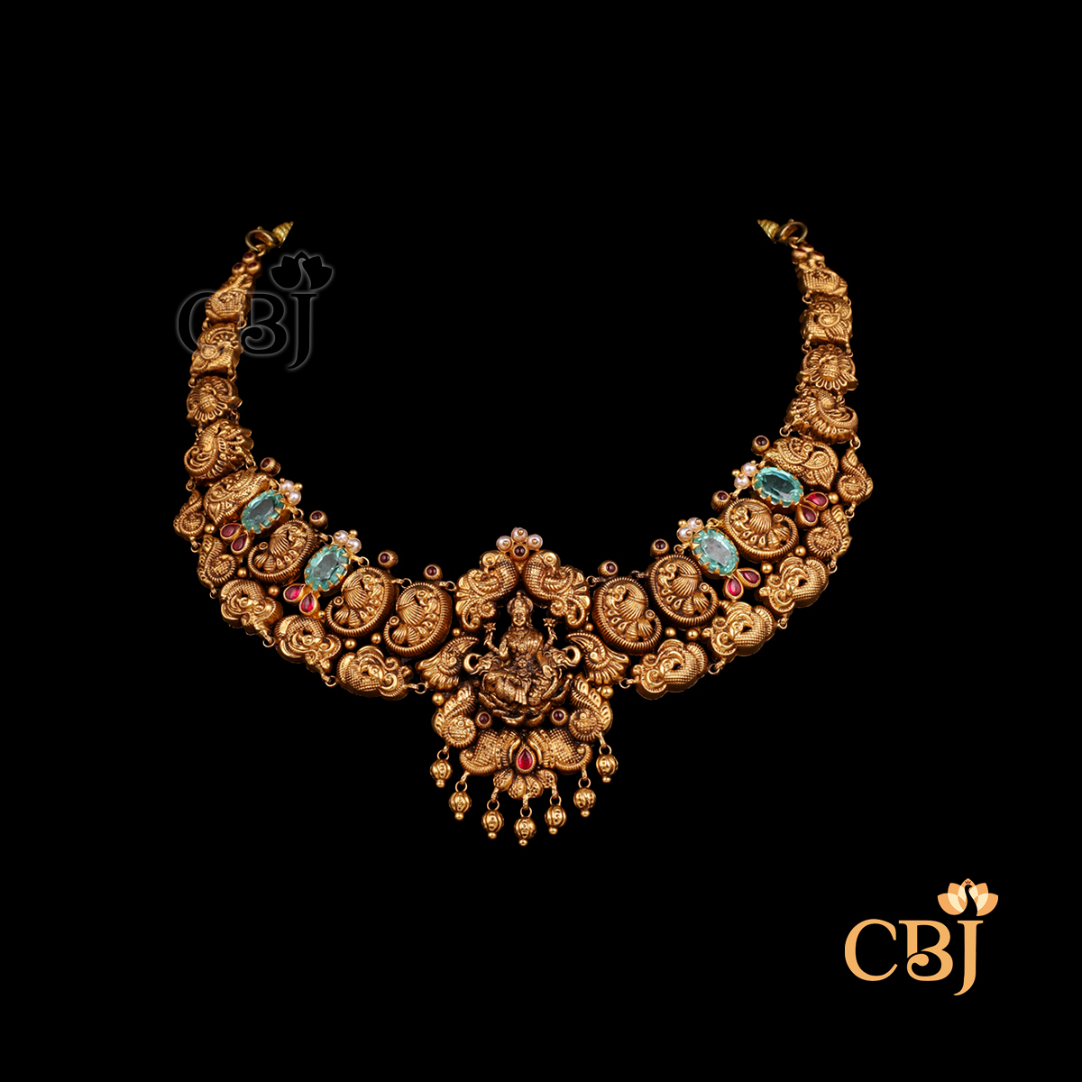 Front view of CBJ's 24 grams of Antique lightweight short Necklace with Mothi