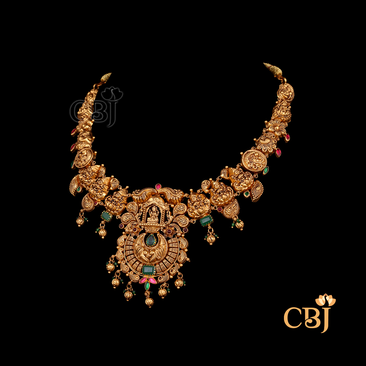 24 grams Antique gold Necklace Design shown as a traditional gold necklace with antique finish