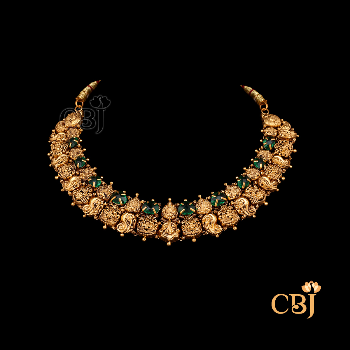 Front view of CBJ's 16 grams Antique lightweight Necklace gold Design 