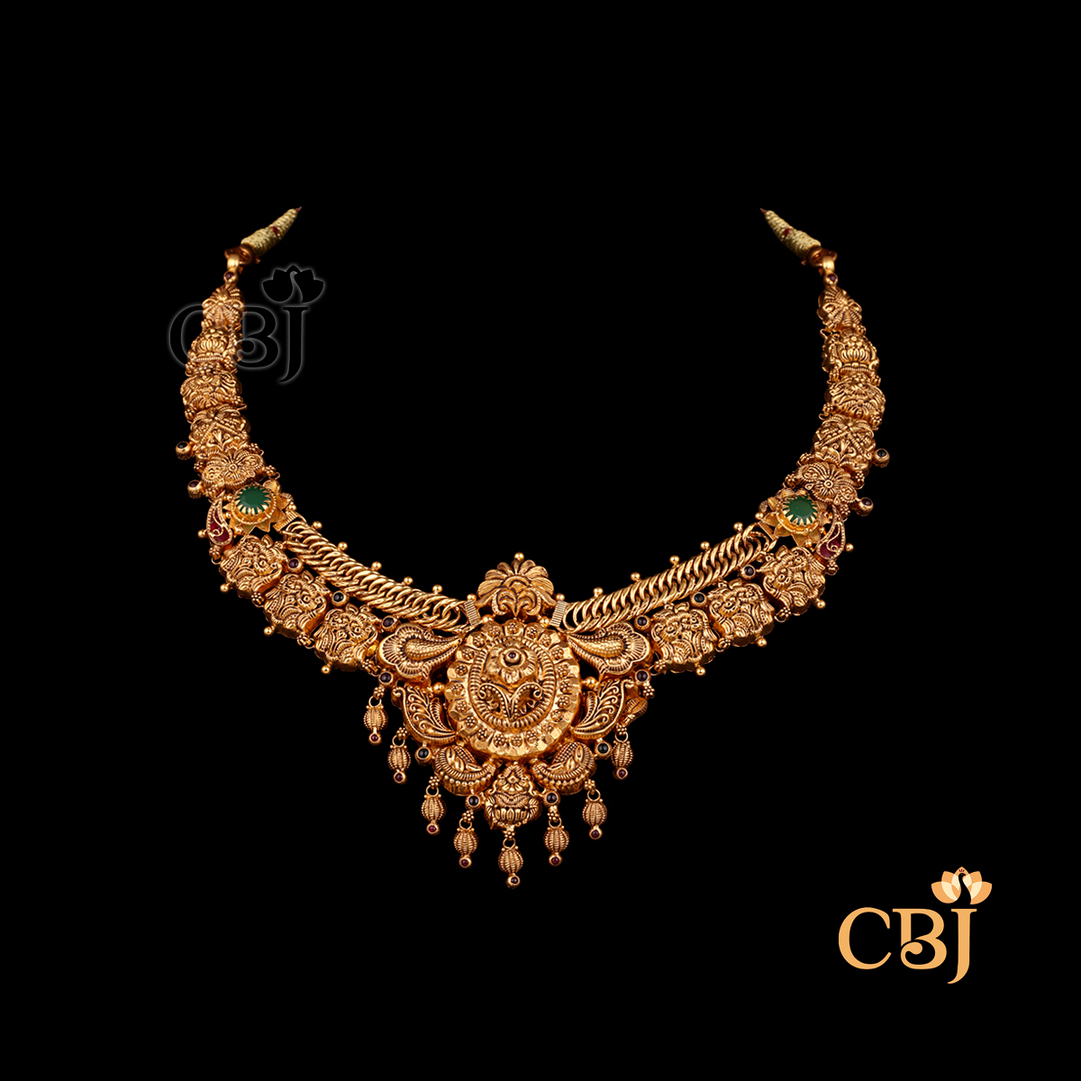 Front view of CBJ's 20 grams of Antique lightweight gold Necklace Design