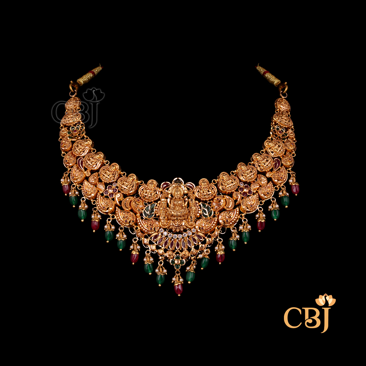 Front view of CBJ's 25 grams short Light weight Bridal Gold Necklace Design