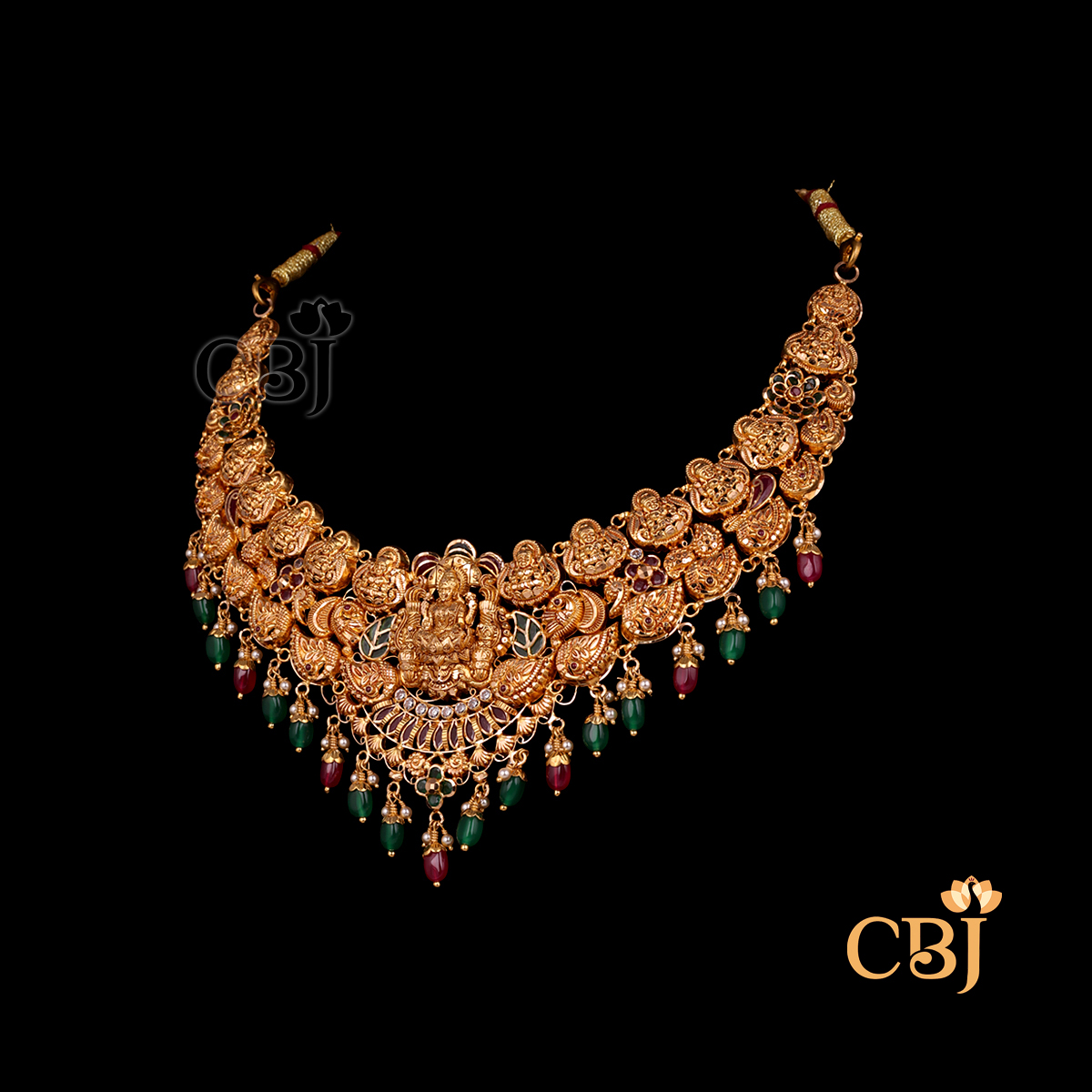 Side view of CBJ's 25 grams short Light weight Bridal Gold Necklace Design