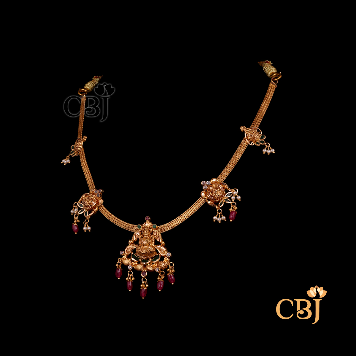 14 Grams Ultra-Light Weight Short gold Necklace Design featuring detailed gold patterns in a close-fit necklace style.