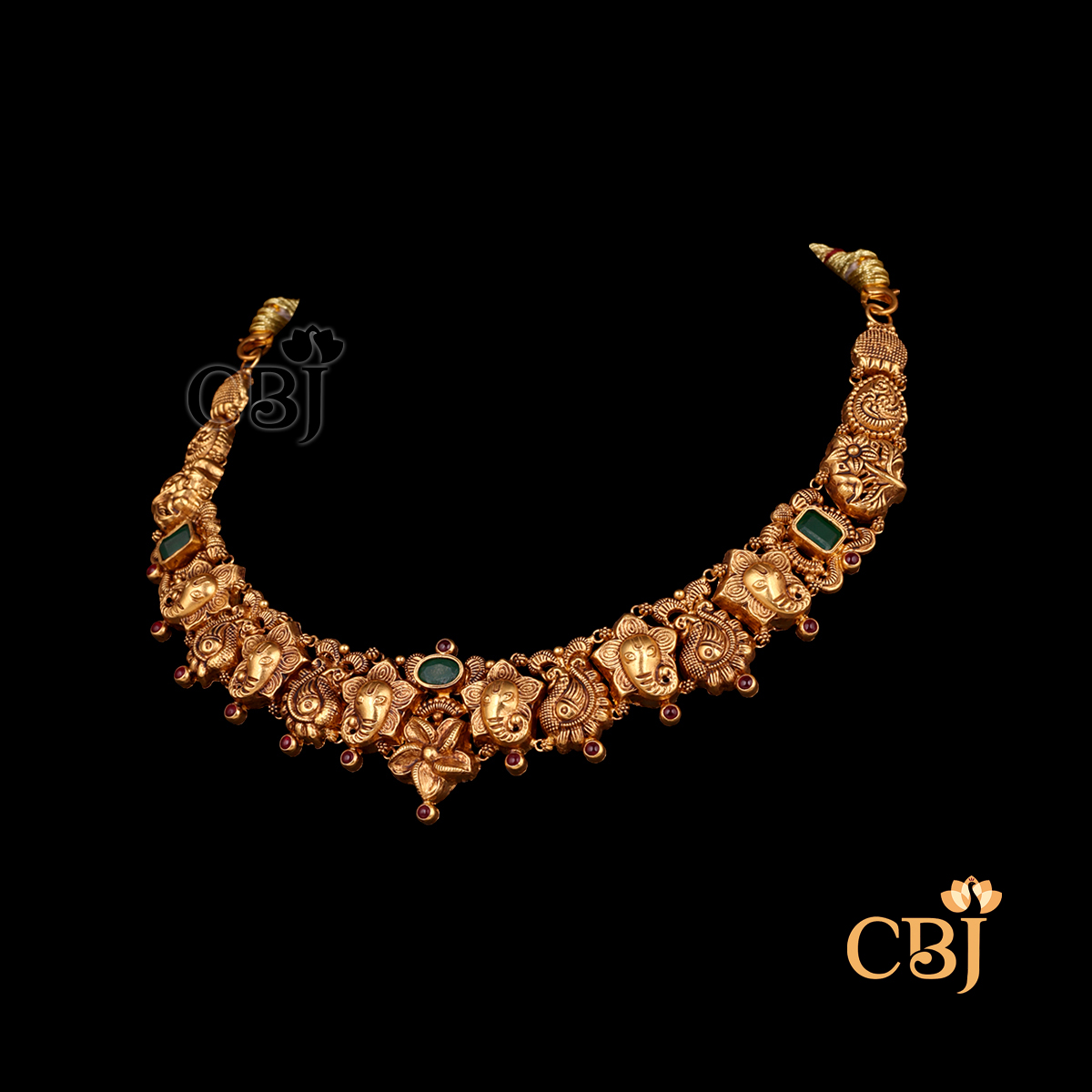 12-gram short Antique lightweight gold Necklace design displayed as a small gold necklace with antique texture